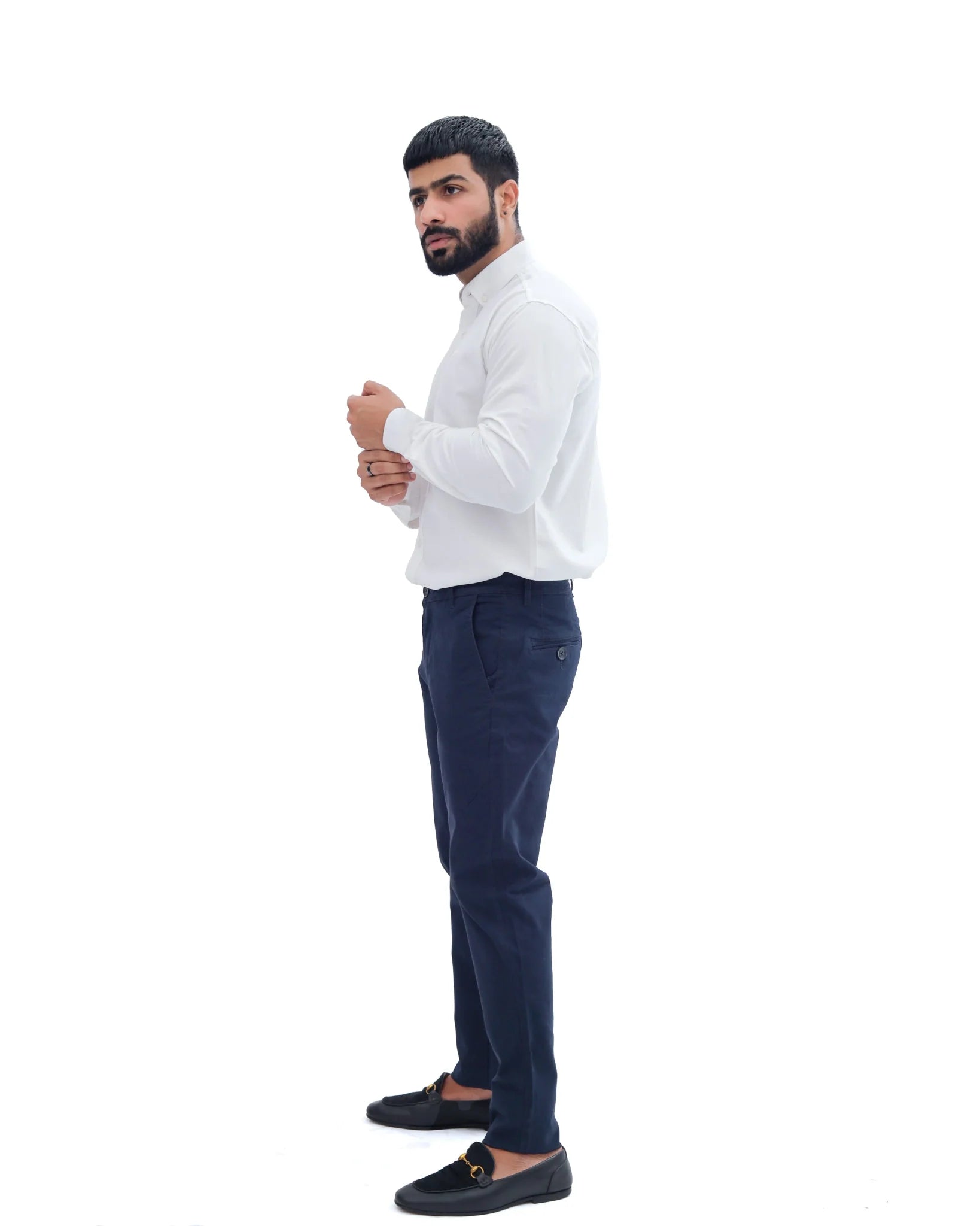 Navy Blue Cotton Pant - Garderobe Clothing USANBC - 001