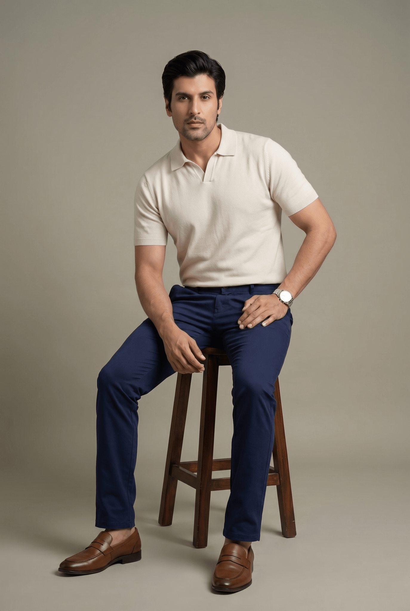 From the office to the evening — Navy Blue Cotton Pant