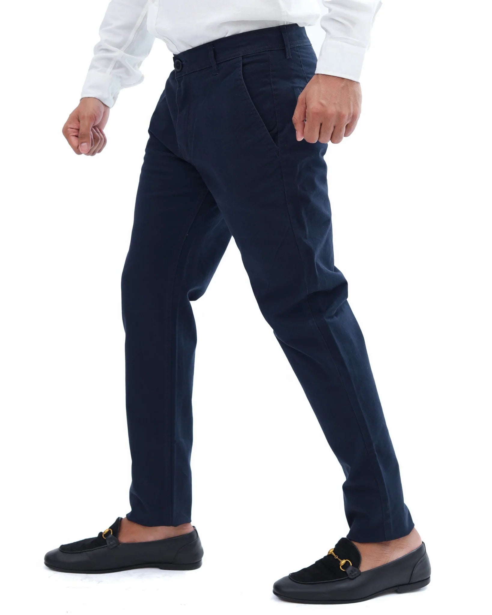 Navy Blue Cotton Pant - Garderobe Clothing USANBC - 001