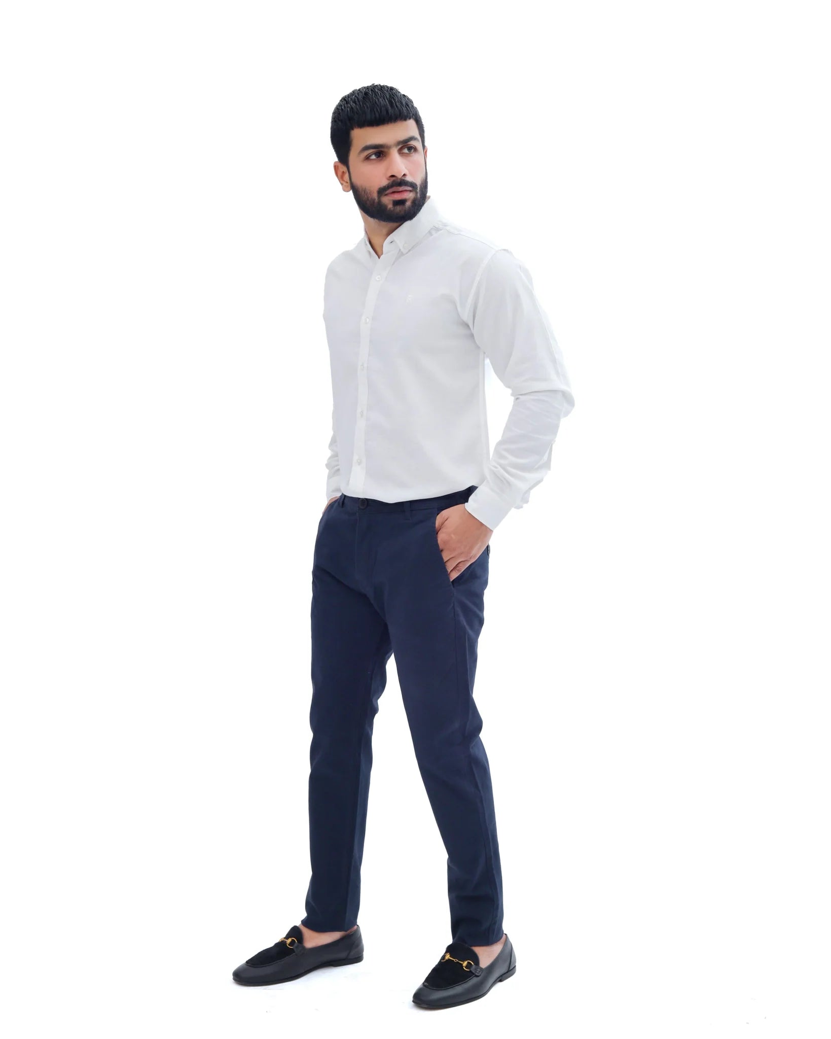 Navy Blue Cotton Pant - Garderobe Clothing USANBC - 001