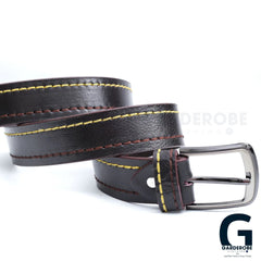 Noir Needlework Contrast Leather Belt - Garderobe Clothing USANNS - 001