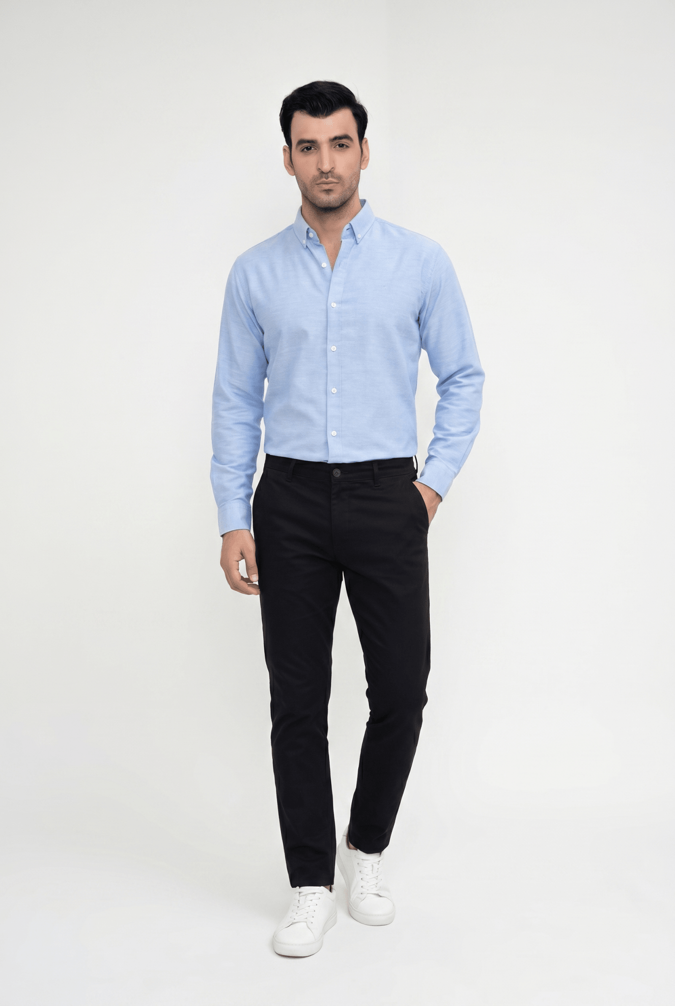 Sky Blue Casual Shirt - Garderobe Clothing USASKC-001