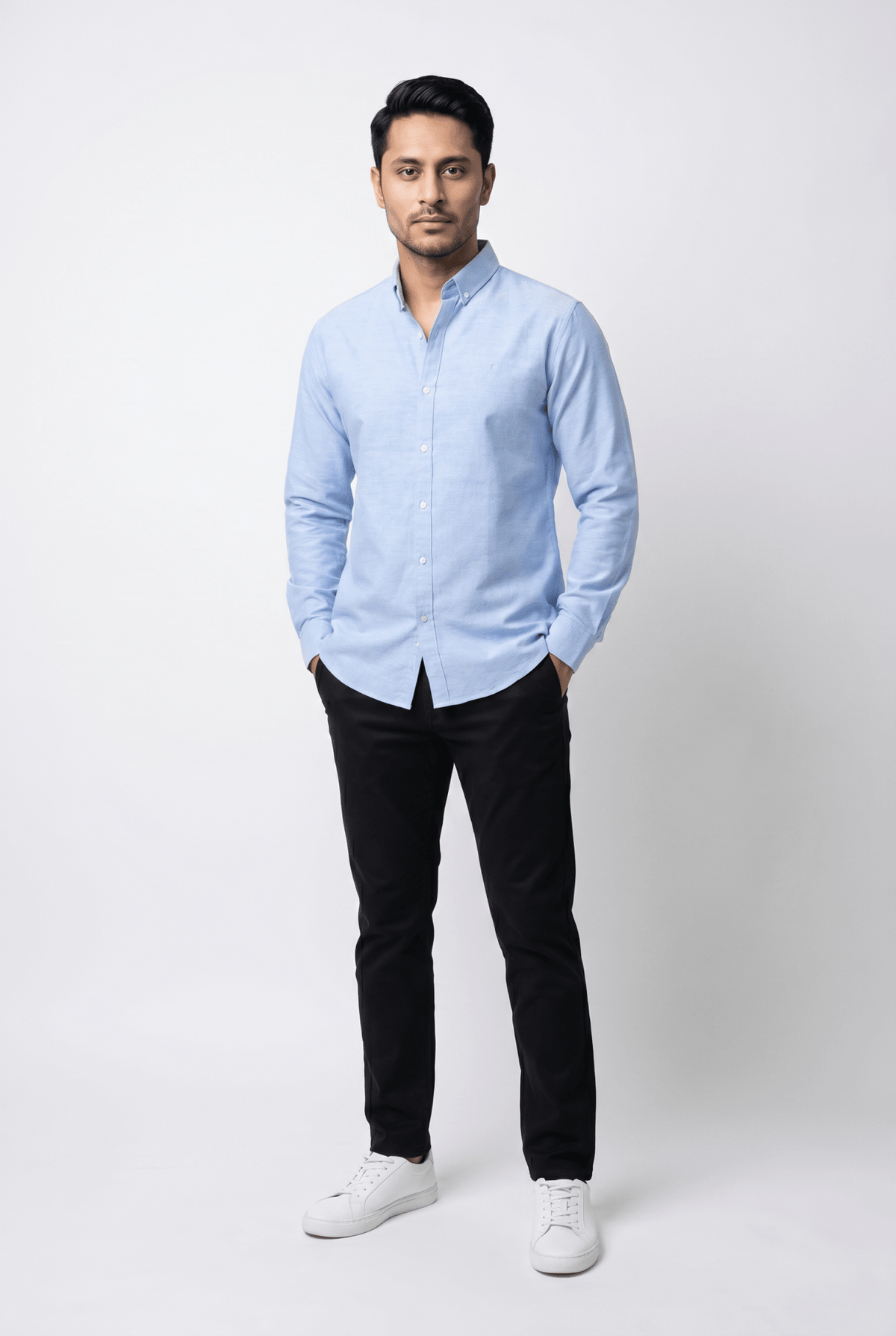 Sky Blue Casual Shirt - Garderobe Clothing USASKC-001