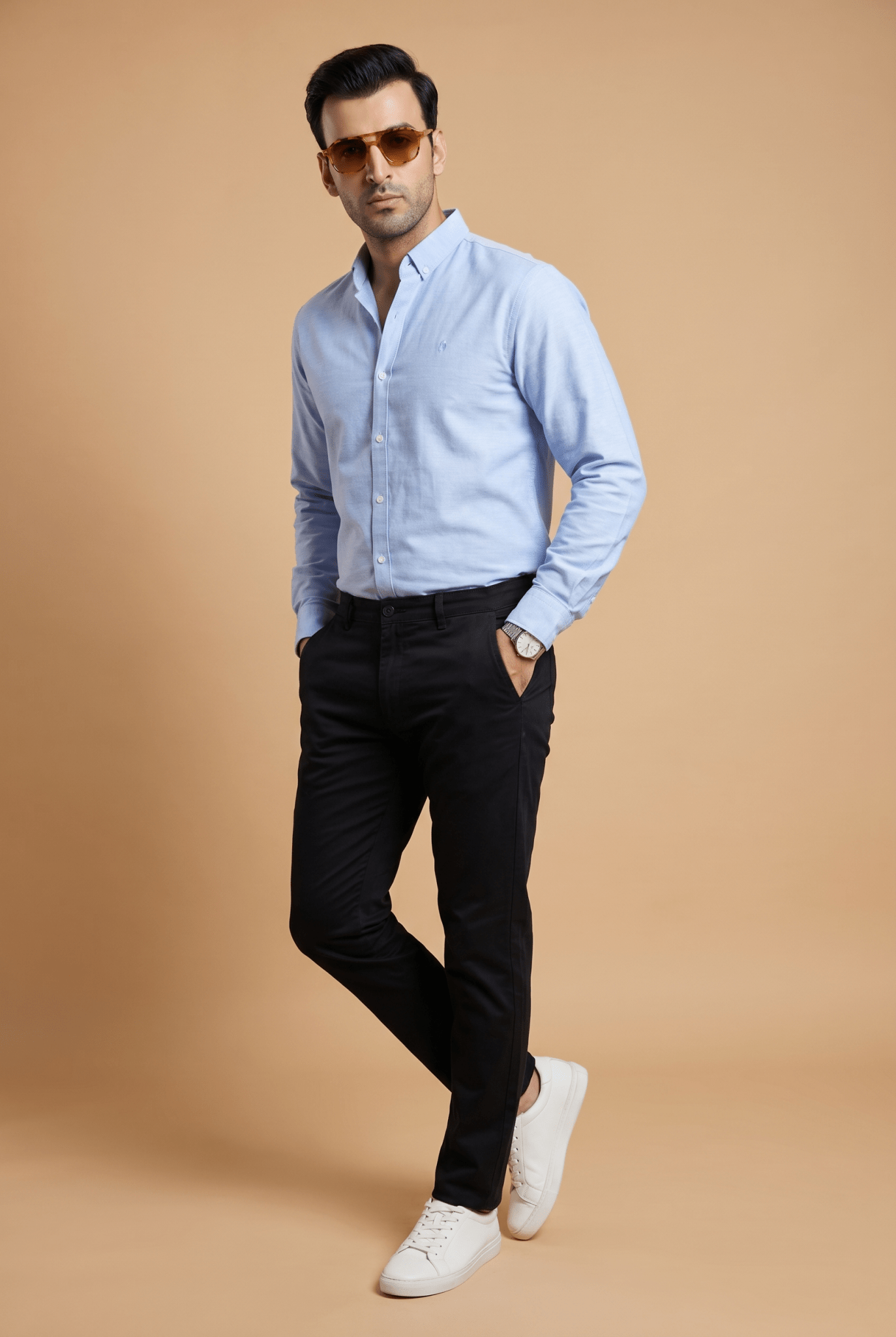 Sky Blue Casual Shirt - Garderobe Clothing USASKC-001