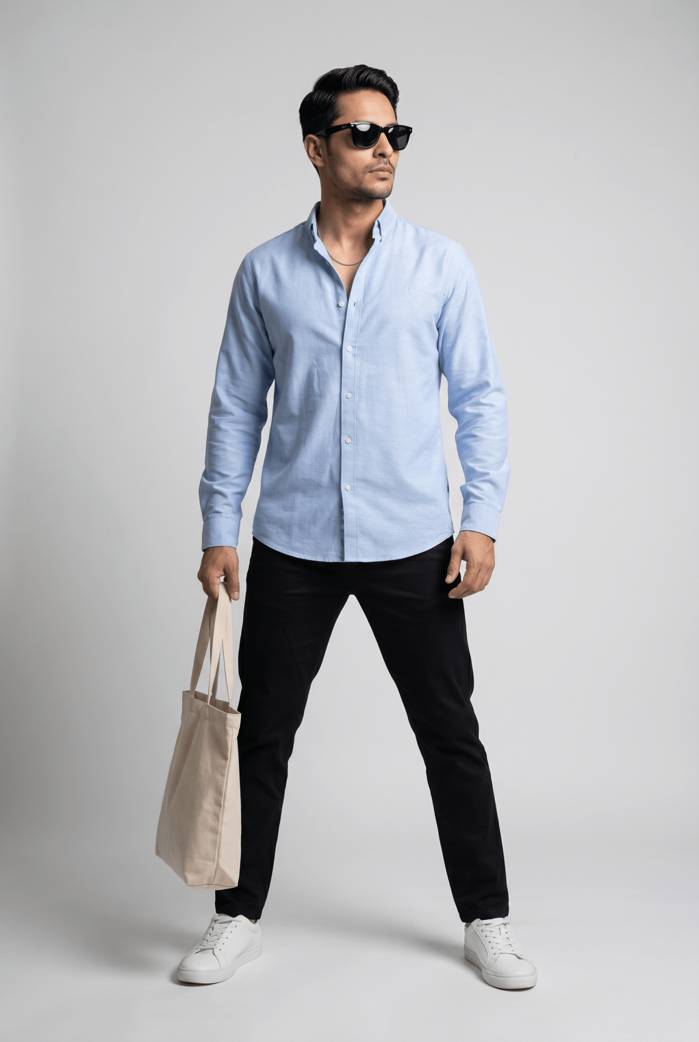 Sky Blue Casual Shirt - Garderobe Clothing USASKC-001