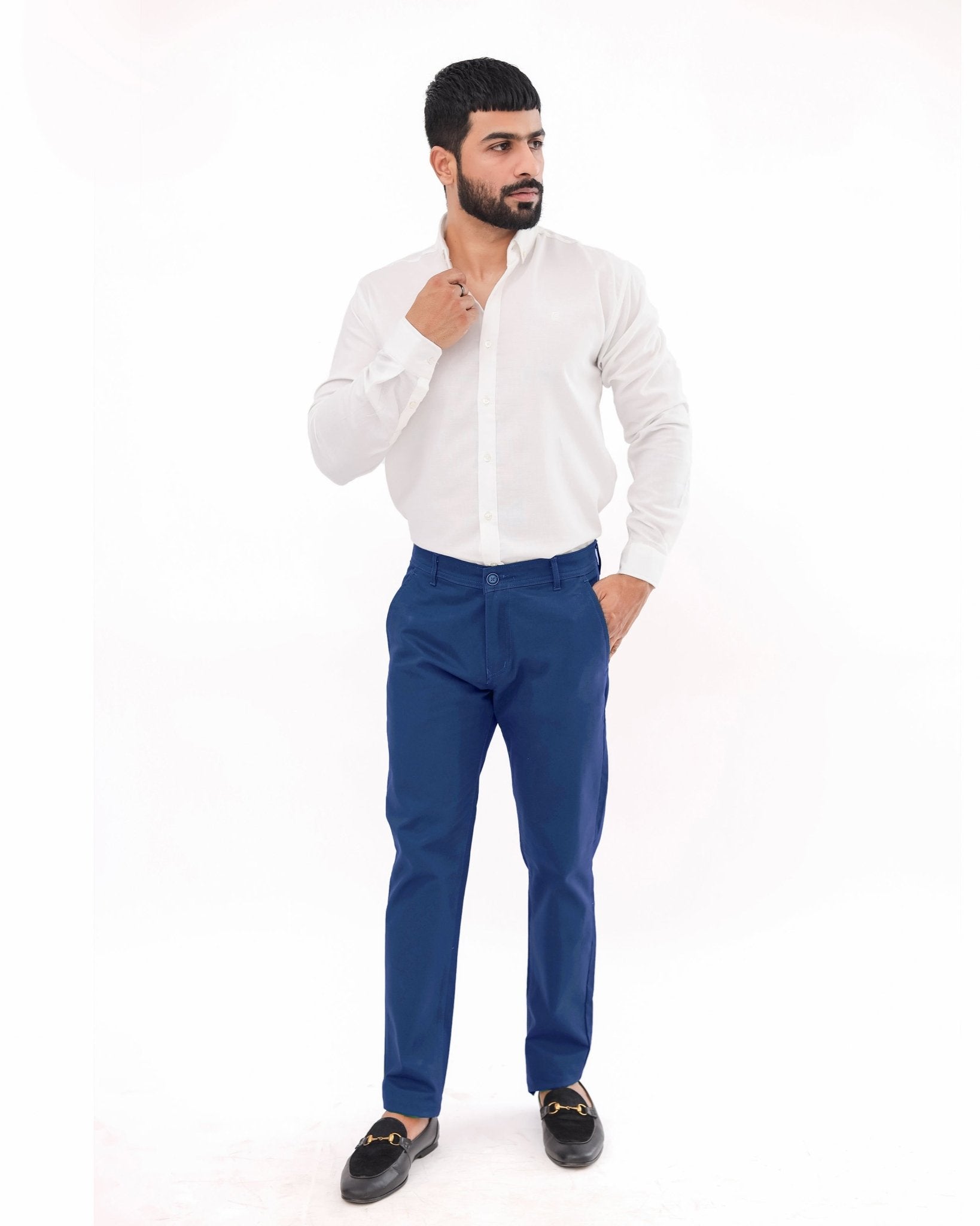 Sky Blue Cotton Pant - Garderobe Clothing USASKL - 002