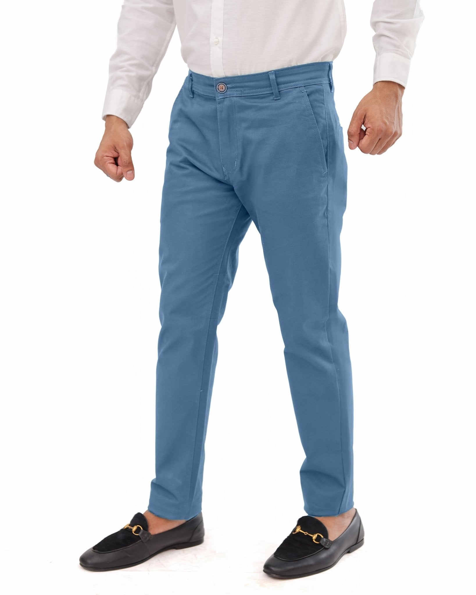 Slate Blue Cotton pant - Garderobe Clothing USASBC - 001