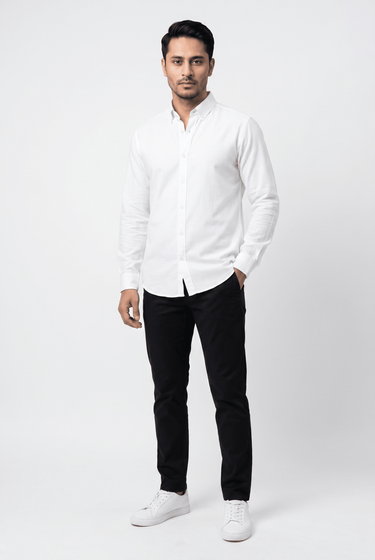 White Casual Shirt - Garderobe Clothing USAWCS-001