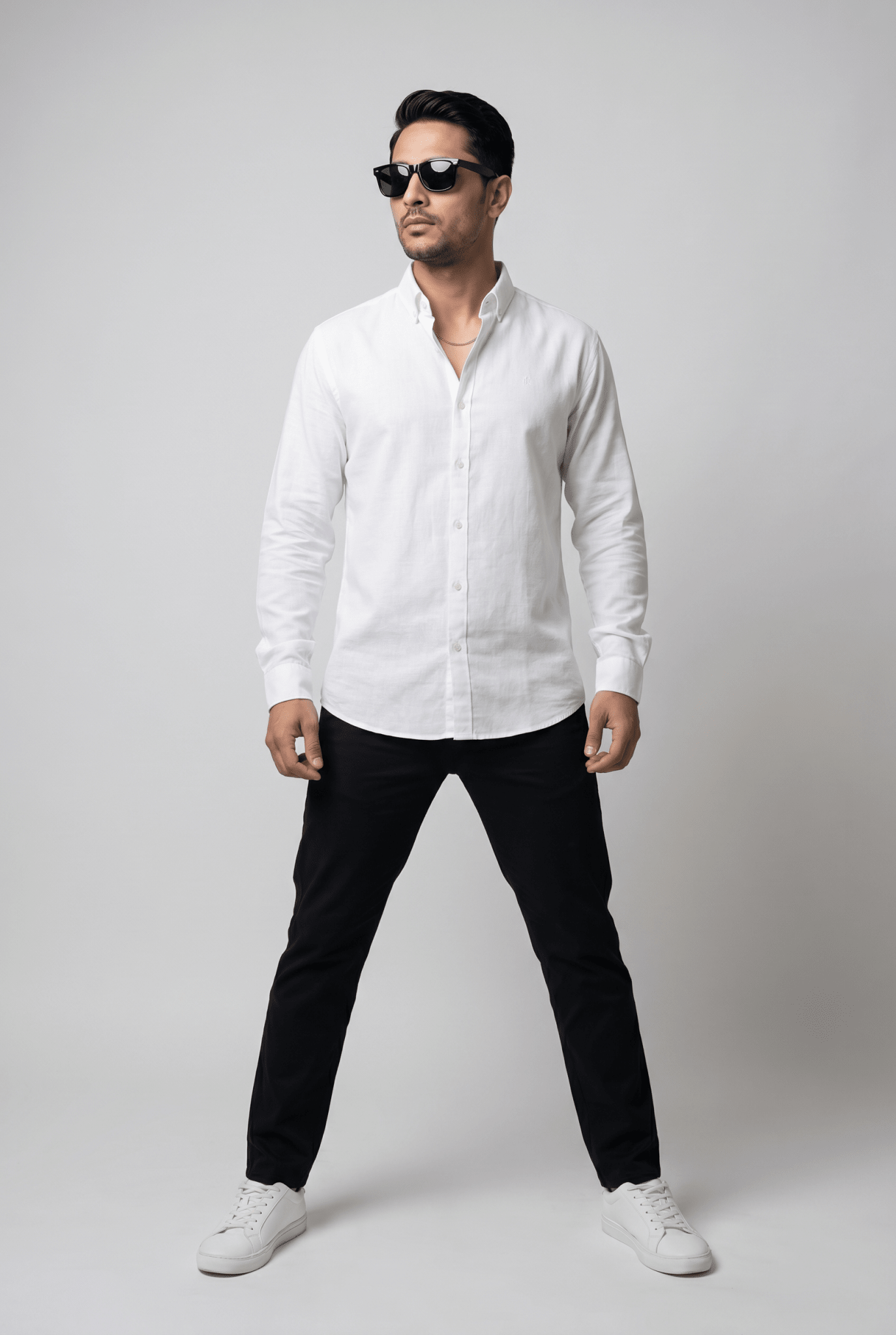 White Casual Shirt - Garderobe Clothing USAWCS-001