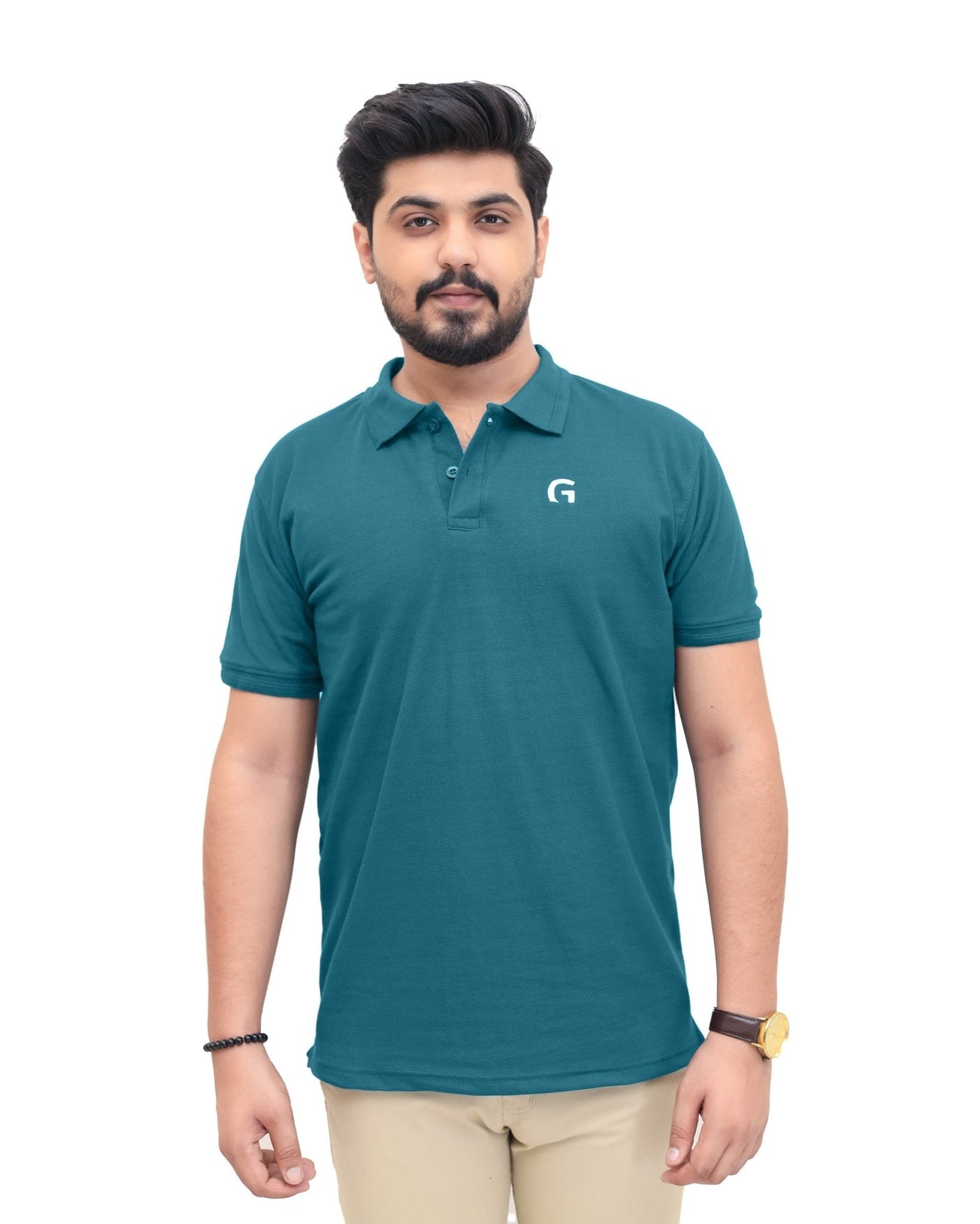 Considered fabric, premium hand-feel — Zinc Green Polo Shirt